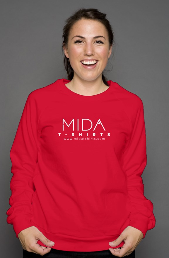 MIDA unisex crew neck sweatshirt- red/w