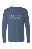 MIDA  Pigment Dyed Heavyweight Long Sleeve T Shirt - blue jean